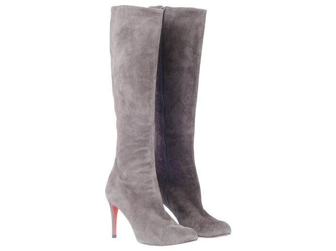 Stivali in suede al ginocchio Christian Louboutin Marrone - vista 2