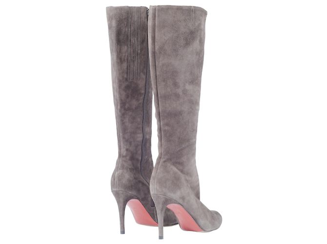 Stivali in suede al ginocchio Christian Louboutin Marrone - vista 3