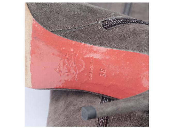 Stivali in suede al ginocchio Christian Louboutin Marrone - vista 6
