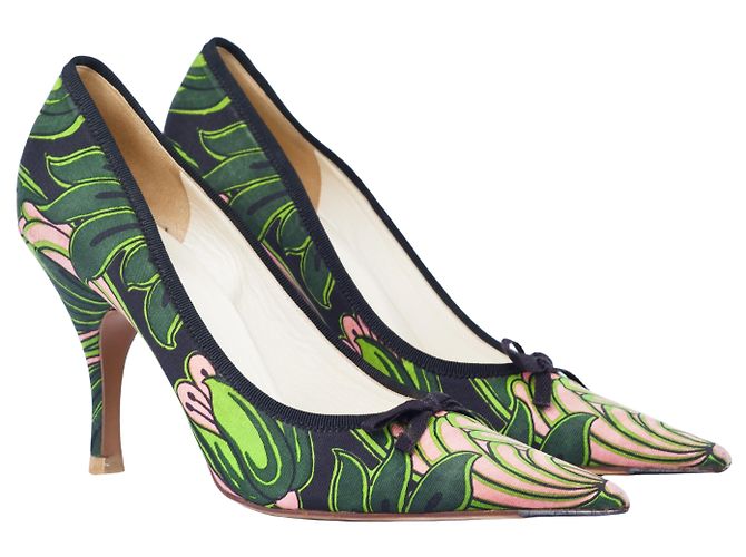 Bow Décolleté a punta in tela multicolore Prada - vista 2