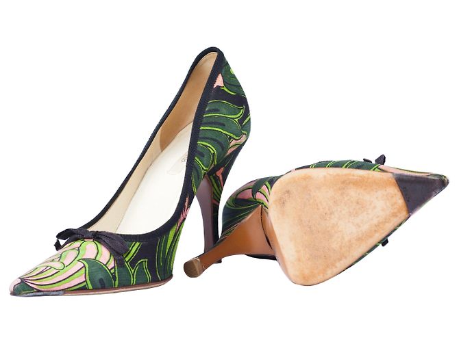 Bow Décolleté a punta in tela multicolore Prada - vista 7