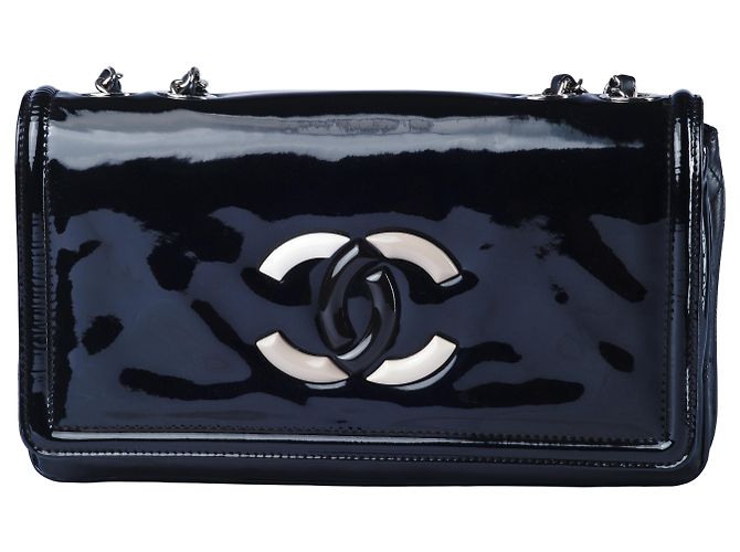 Borsa a flap in vernice Chanel Nero - vista 3
