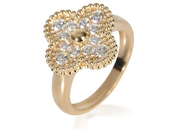 Anello Vintage Alhambra in Oro Giallo e Diamanti di Van Cleef & Arpels - vista 2