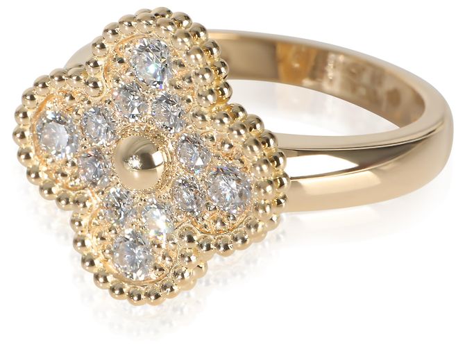 Anello Vintage Alhambra in Oro Giallo e Diamanti di Van Cleef & Arpels - vista 3