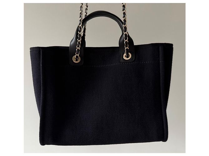 Borsa Deauville Chanel Nera in Tela Nero - vista 2