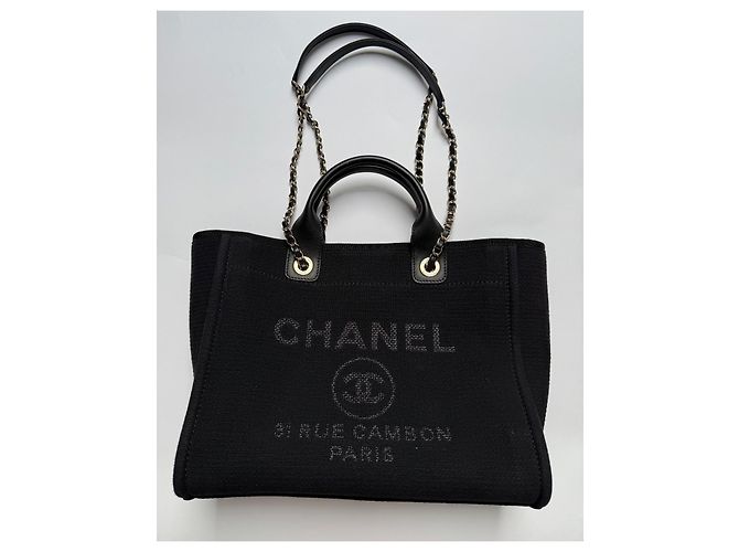 Borsa Deauville Chanel Nera in Tela Nero - vista 3
