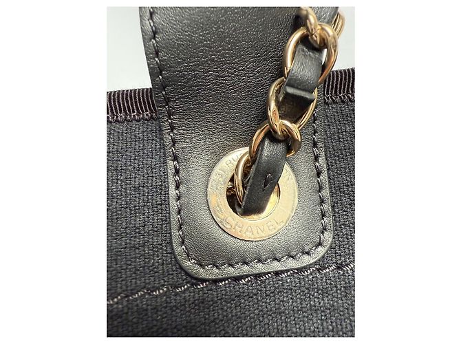 Borsa Deauville Chanel Nera in Tela Nero - vista 4