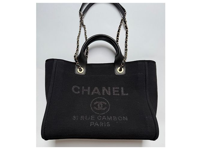Borsa Deauville Chanel Nera in Tela Nero - vista 5