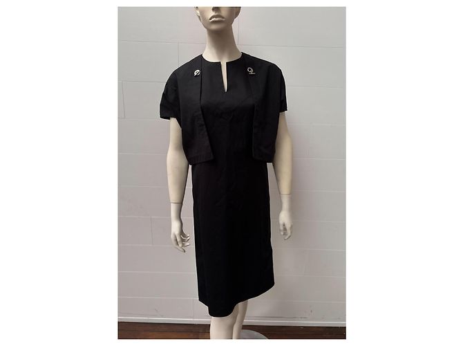 Vestido de verano negro de algodón de Hermès - vista 2