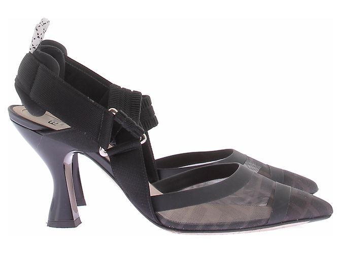 Fendi Pumps aus schwarzem Leder 10cm Absatz Größe 37.5 - Ansicht 2