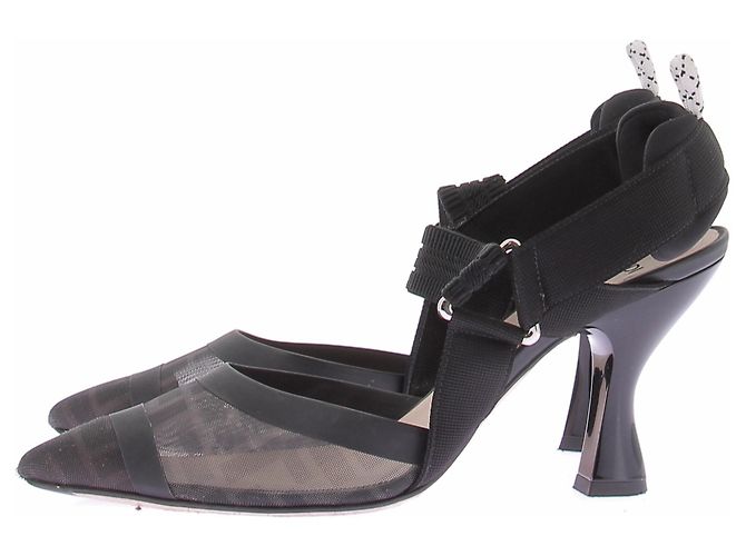 Fendi Pumps aus schwarzem Leder 10cm Absatz Größe 37.5 - Ansicht 3
