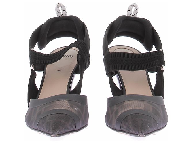 Fendi Pumps aus schwarzem Leder 10cm Absatz Größe 37.5 - Ansicht 4