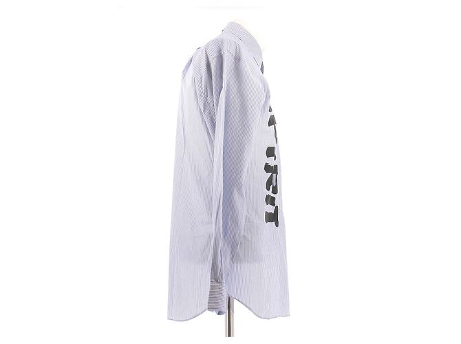 Camicia a righe blu Comme Des Garcons con scritte nere L - vista 3