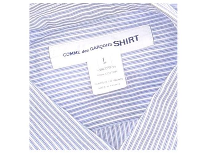 Camicia a righe blu Comme Des Garcons con scritte nere L - vista 5