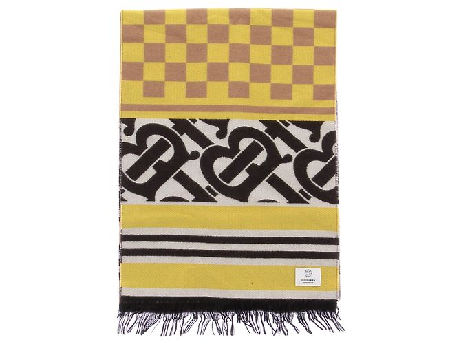 Burberry Sciarpa tricolore in cashmere Giallo - vista 2