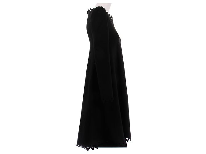Alaïa Schwarzes Wollkleid mit langen Ärmeln - Ansicht 3