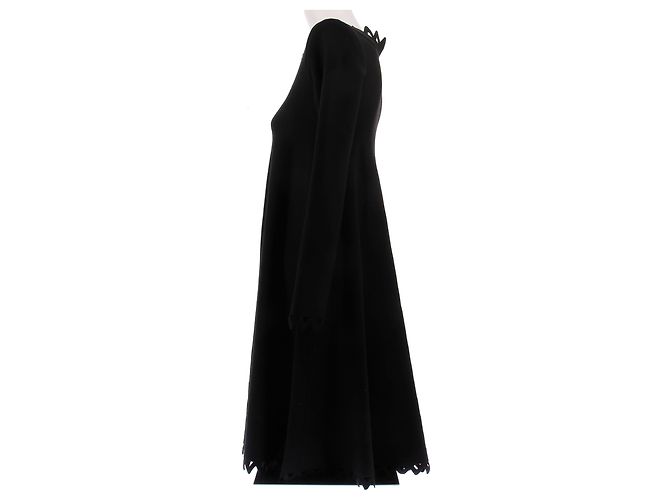 Alaïa Schwarzes Wollkleid mit langen Ärmeln - Ansicht 4
