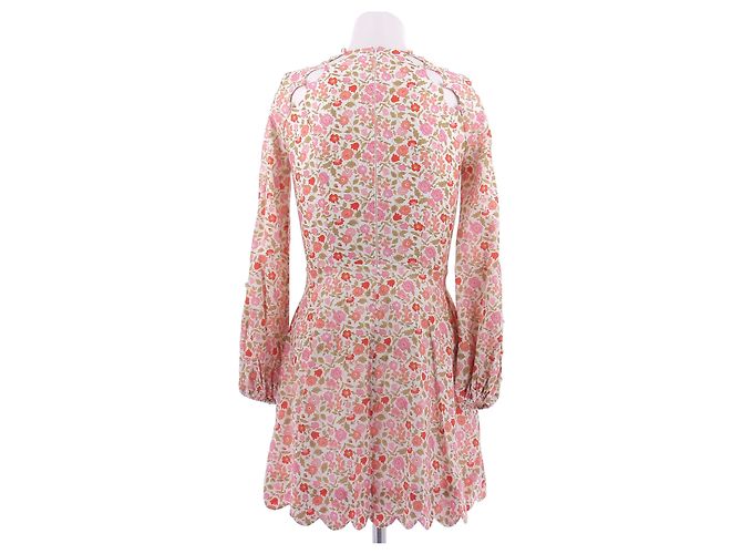 Zimmermann Mini-Kleid mit rosa Blumen aus Leinen Pink - Ansicht 2