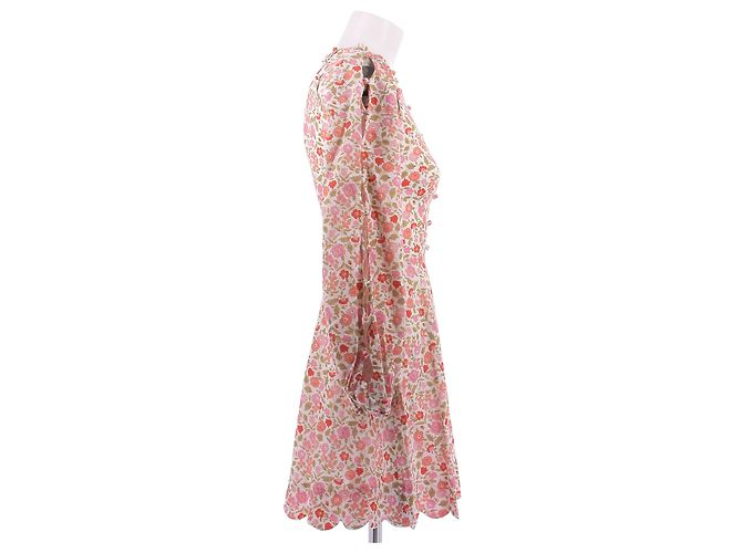 Zimmermann Mini-Kleid mit rosa Blumen aus Leinen Pink - Ansicht 3