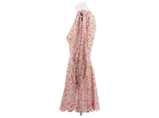 Zimmermann Mini-Kleid mit rosa Blumen aus Leinen Pink - Ansicht 4