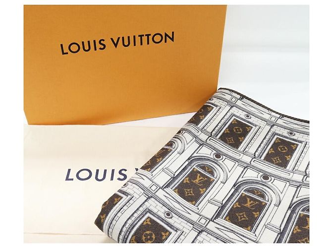 Couverture Monogram Plaid Architectura Fornasetti en Laine/Cashmere/Silk Louis Vuitton 2401934 Marron - vue 4