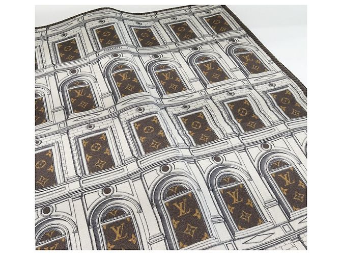 Couverture Monogram Plaid Architectura Fornasetti en Laine/Cashmere/Silk Louis Vuitton 2401934 Marron - vue 5