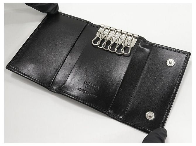 Prada Vitello Box 6 Key Case Calf Nero M25U Black - view 3