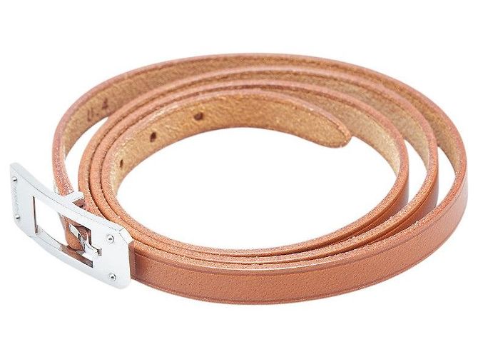 Bracciale in pelle Hermès Kelly Aldion 3 righe Marrone - vista 2