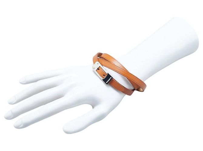 Bracciale in pelle Hermès Kelly Aldion 3 righe Marrone - vista 8