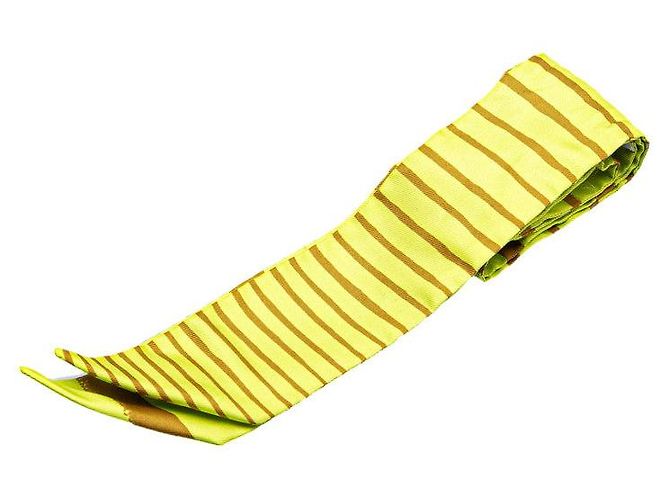 Foulard in seta Hermès Twilly Mediterranee Marrone Giallo - vista 2