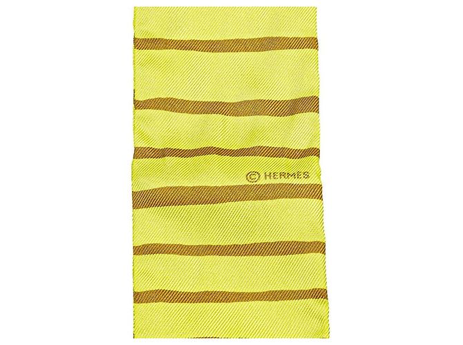 Foulard in seta Hermès Twilly Mediterranee Marrone Giallo - vista 3