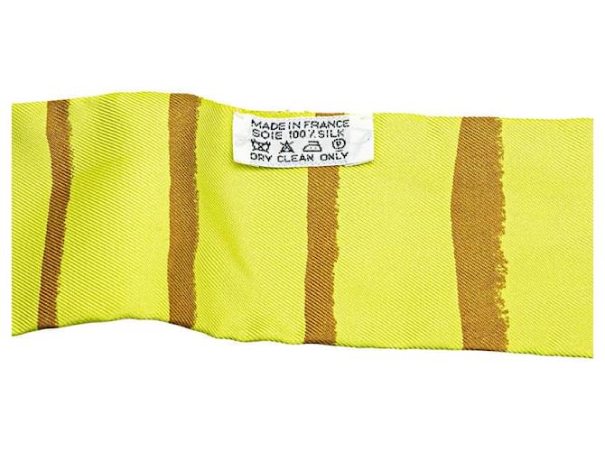 Foulard in seta Hermès Twilly Mediterranee Marrone Giallo - vista 4