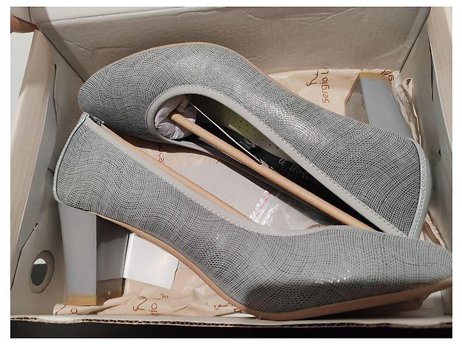 Autre Marque Grau strukturierte Blockabsatz-Pumps von Sergio Leone Metallisch - Ansicht 3