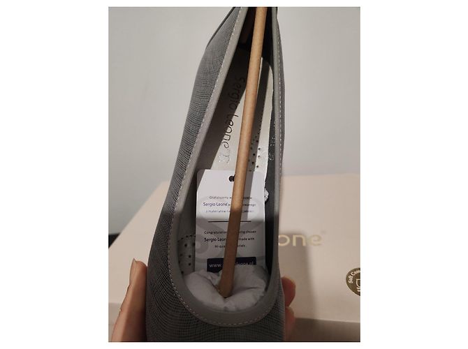Autre Marque Grau strukturierte Blockabsatz-Pumps von Sergio Leone Metallisch - Ansicht 5