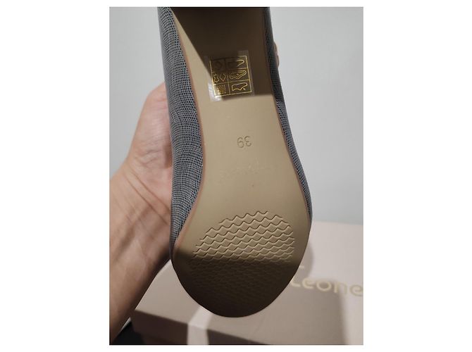 Autre Marque Grau strukturierte Blockabsatz-Pumps von Sergio Leone Metallisch - Ansicht 8