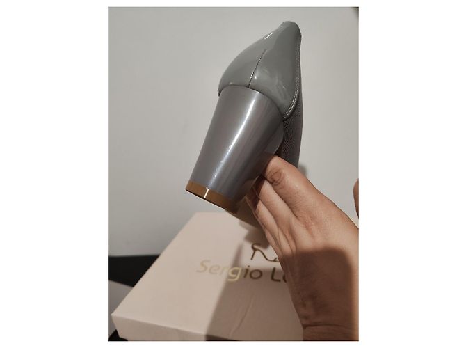 Autre Marque Grau strukturierte Blockabsatz-Pumps von Sergio Leone Metallisch - Ansicht 9