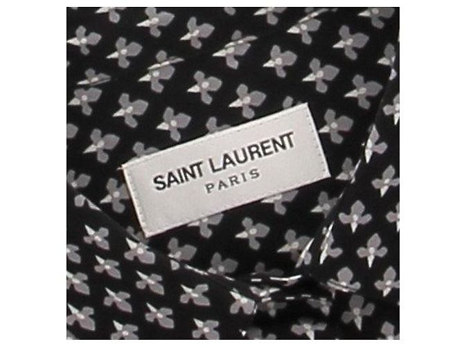 Yves Saint Laurent Camicia nera con stampa Nero - vista 5