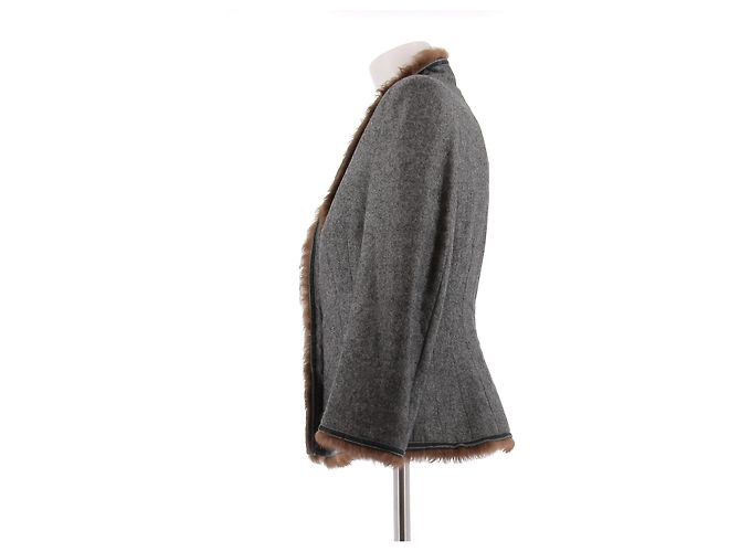 Alexander Mcqueen Grau Jacke mit braunem Wollfell - Ansicht 4