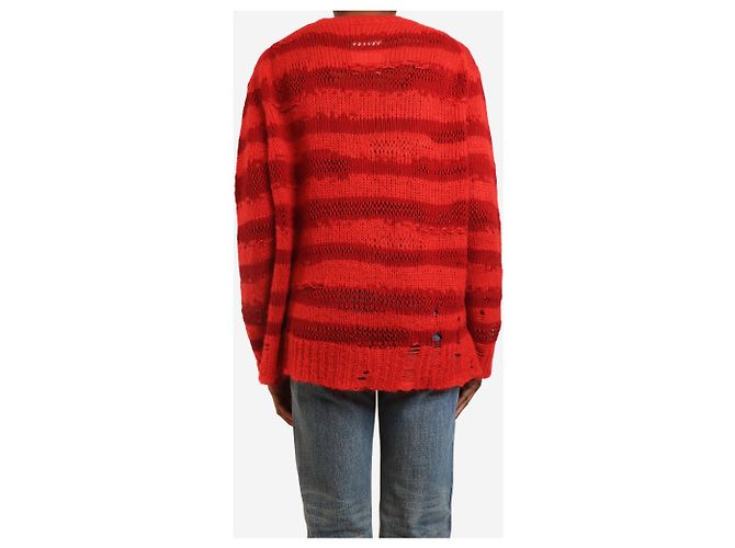 Acne Red distressed striped sweater - size XS - view 2