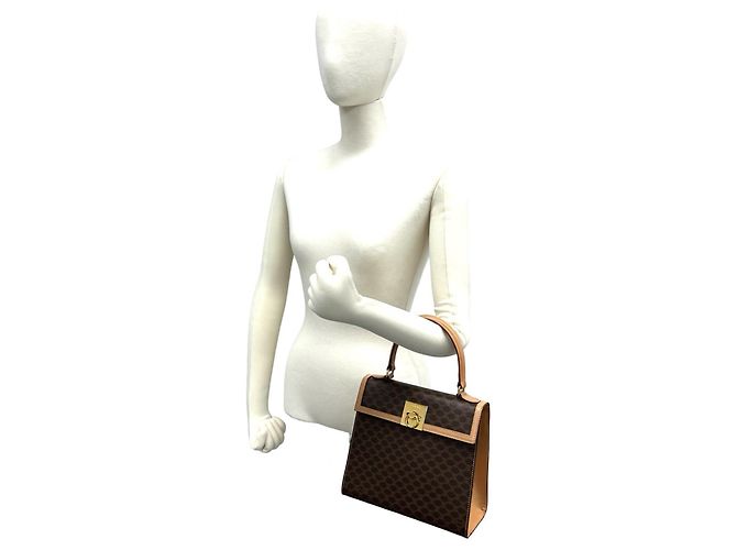Céline Vintage Macadam Muster Logo Handtasche von CELINE Braun - Ansicht 2