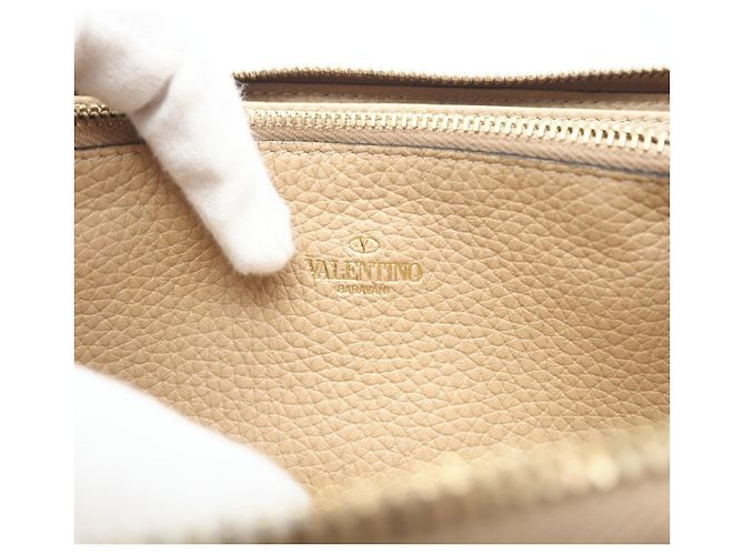 Portafoglio rotondo con zip Valentino Rockstud Beige - vista 11
