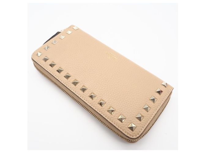 Portafoglio rotondo con zip Valentino Rockstud Beige - vista 2