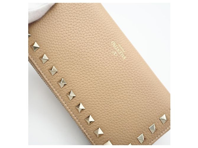 Portafoglio rotondo con zip Valentino Rockstud Beige - vista 3