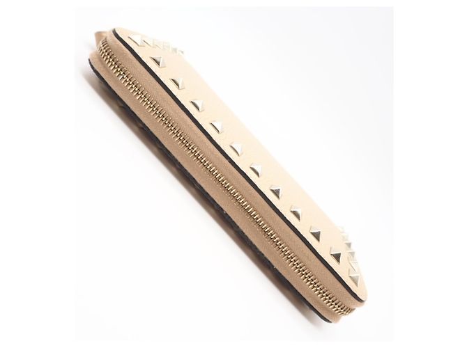 Portafoglio rotondo con zip Valentino Rockstud Beige - vista 4
