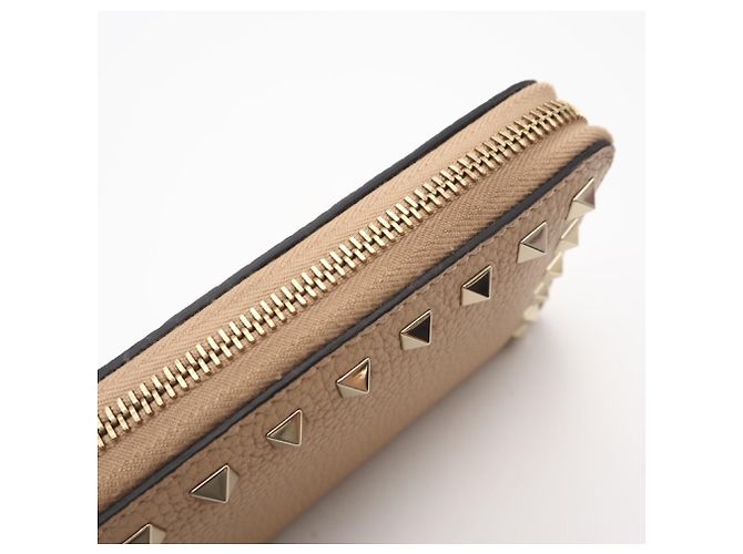 Portafoglio rotondo con zip Valentino Rockstud Beige - vista 8
