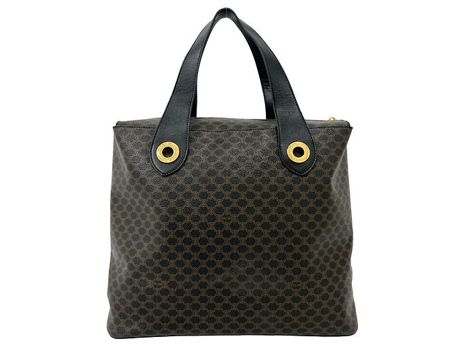 Céline Celine Vintage Macadam Blazon Triomphe Muster Tote Bag Braun Schwarz - Ansicht 3