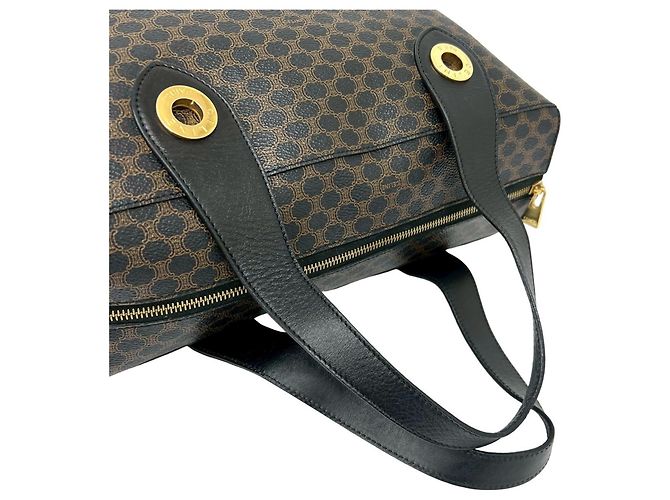 Céline Celine Vintage Macadam Blazon Triomphe Muster Tote Bag Braun Schwarz - Ansicht 4