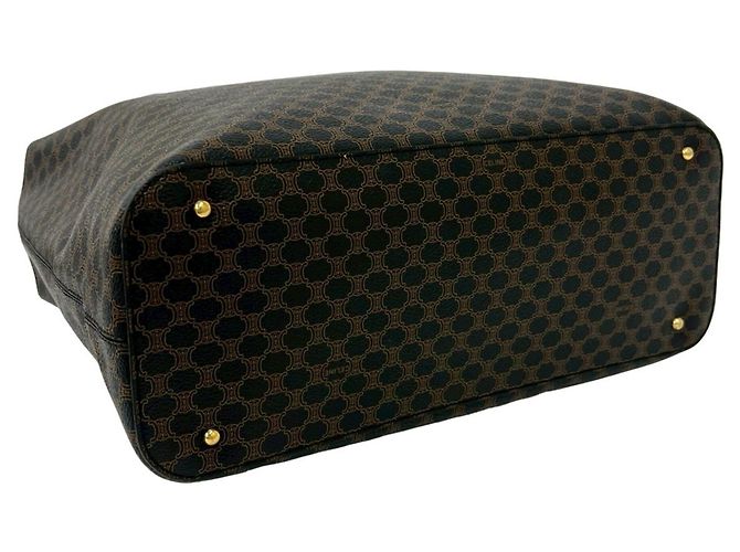 Céline Celine Vintage Macadam Blazon Triomphe Muster Tote Bag Braun Schwarz - Ansicht 7