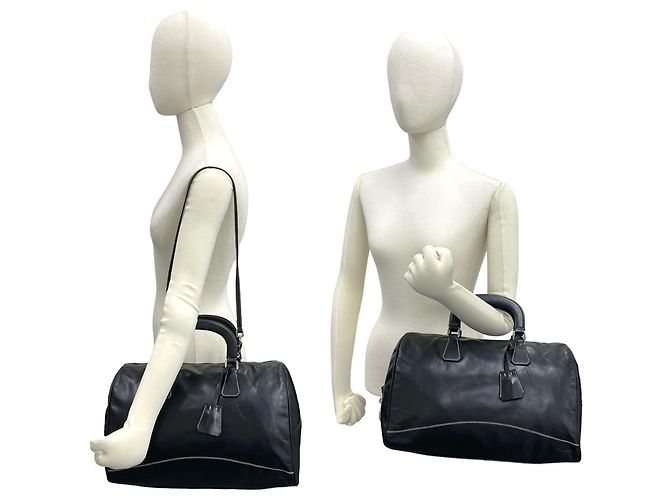Borsa a spalla 2 in 1 in pelle nera Prada Nero - vista 2