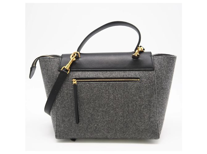 Belt Bag Céline Borsa a Cintura in Pelle Feltro CELINE Micro - Borsa a Mano 2 in 1 Marrone Nero - vista 10